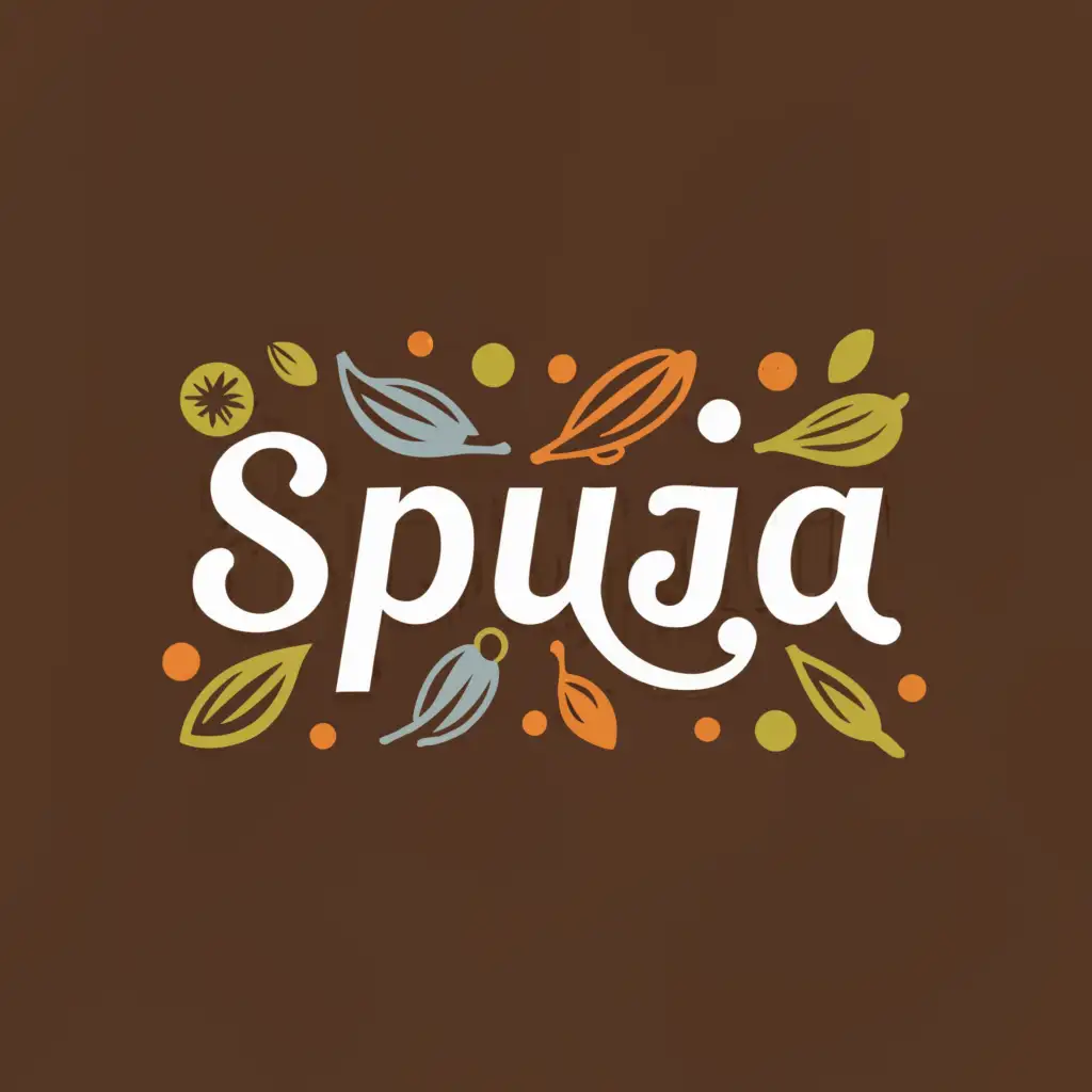 a logo design,with the text "SPUJA", main symbol:Spices,Moderate,clear background
