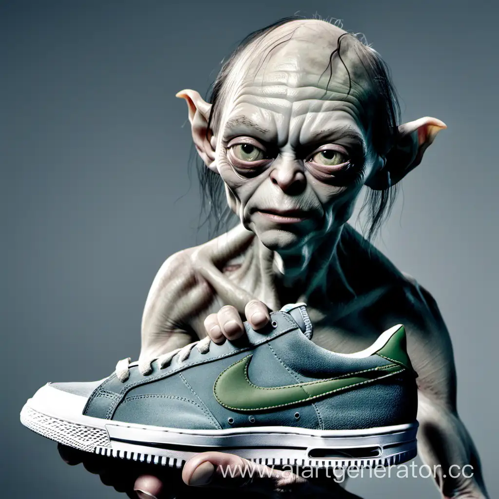 Gollum-Holding-Nike-Sneakers-Fantasy-Character-with-Modern-Footwear
