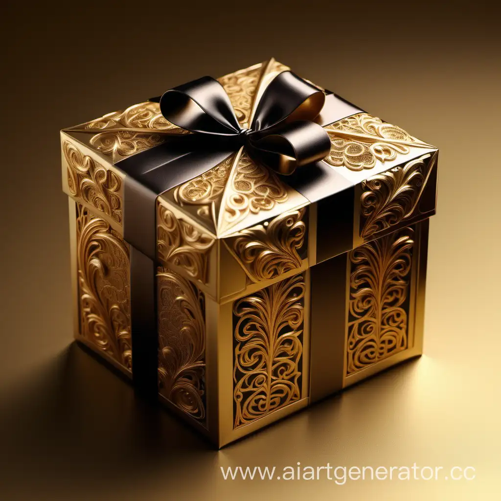 Box package design of Happy Birthday, elegant, trending on artstation, sharp focus, studio photo, intricate details, highly detailed, gold, Royal black and beige color on gold background