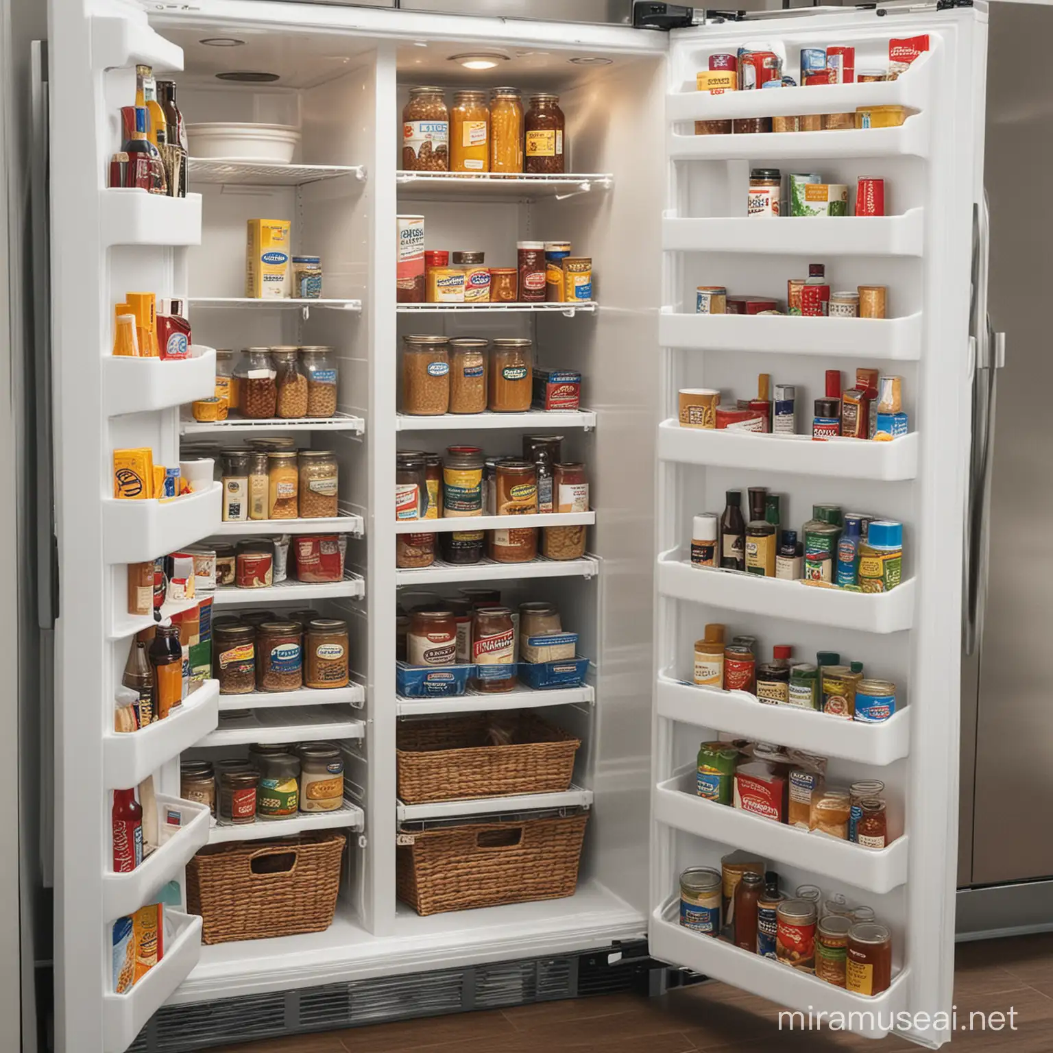 Organized Refrigerator Pantry with Seasonal Produce and EcoFriendly Storage Containers