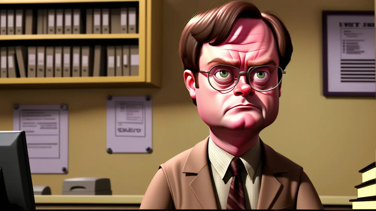 Cartoon Version of Dwight Schrute Quirky Office Character Illustration