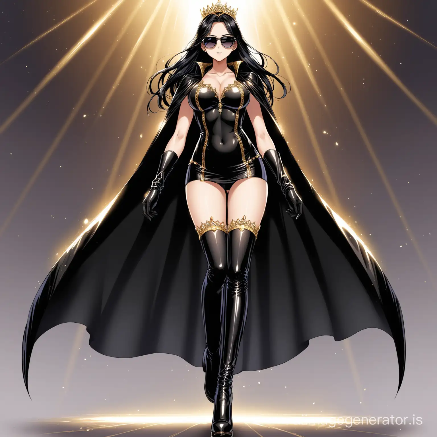 Anime-Princess-in-Black-Leather-Outfit-with-Tiara