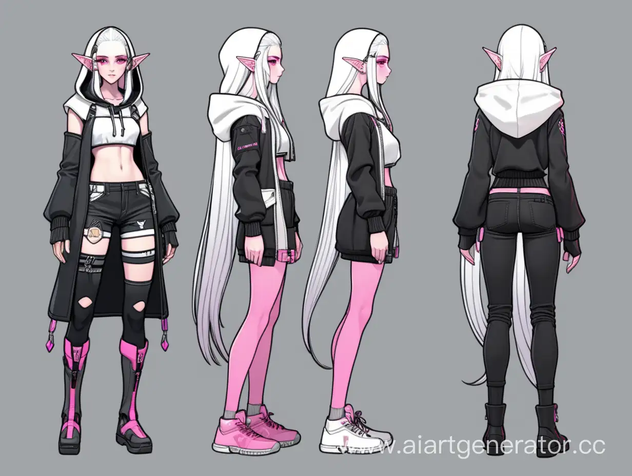 Cyberpunk-2D-Anime-Elf-Girl-with-Long-White-Hair-and-Vibrant-Clothing