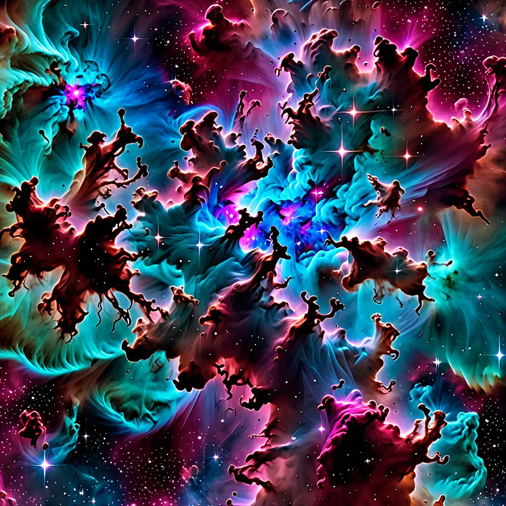 A nebula with a magenta and blue color tone