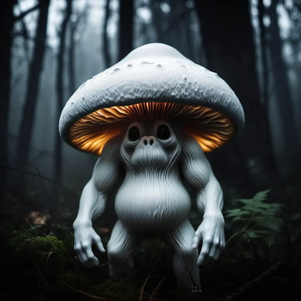 Ethereal Apes Amidst Enchanted Mushroom Forest