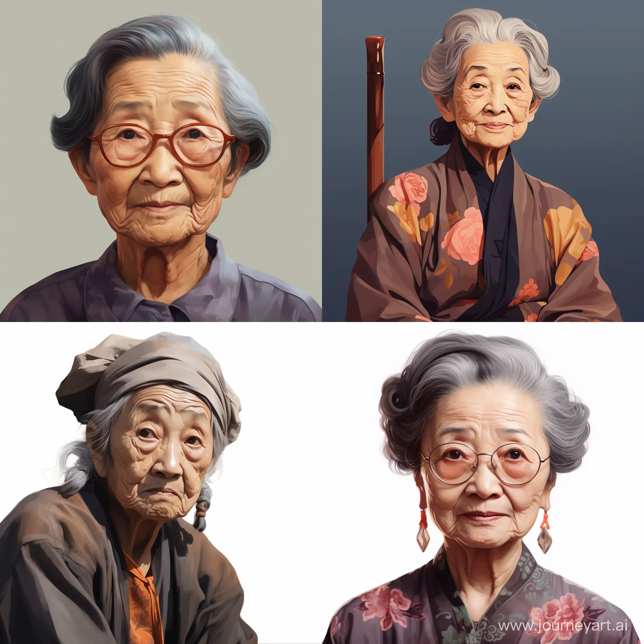 请画一个没有退休金的中国老太太
