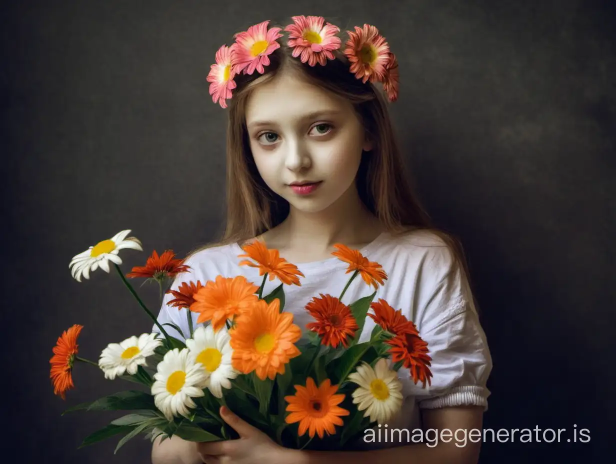 Girl-Holding-Bouquet-of-Colorful-Flowers