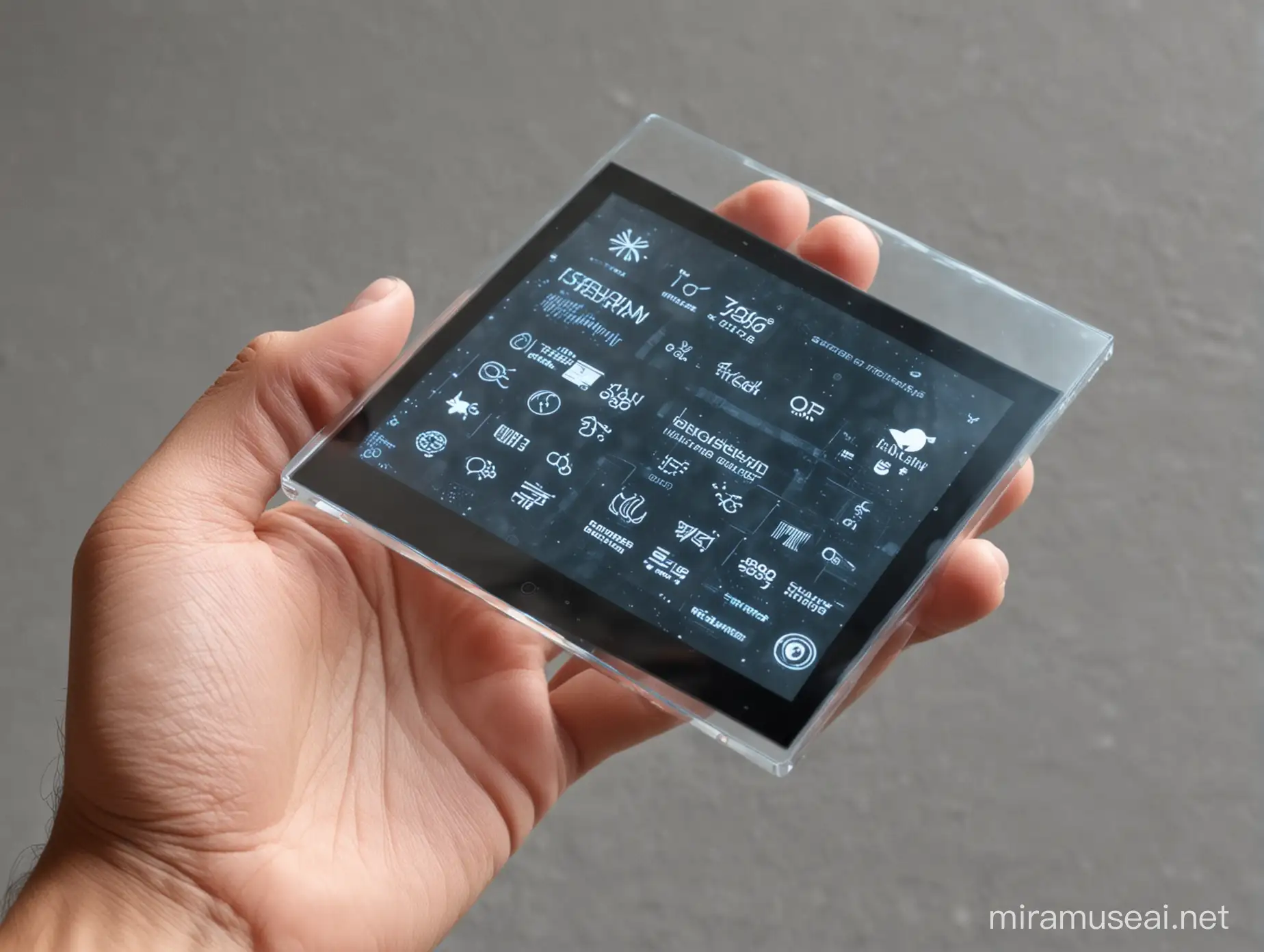 Futuristic Transparent Touchscreen Interface HighTech Technology Concept