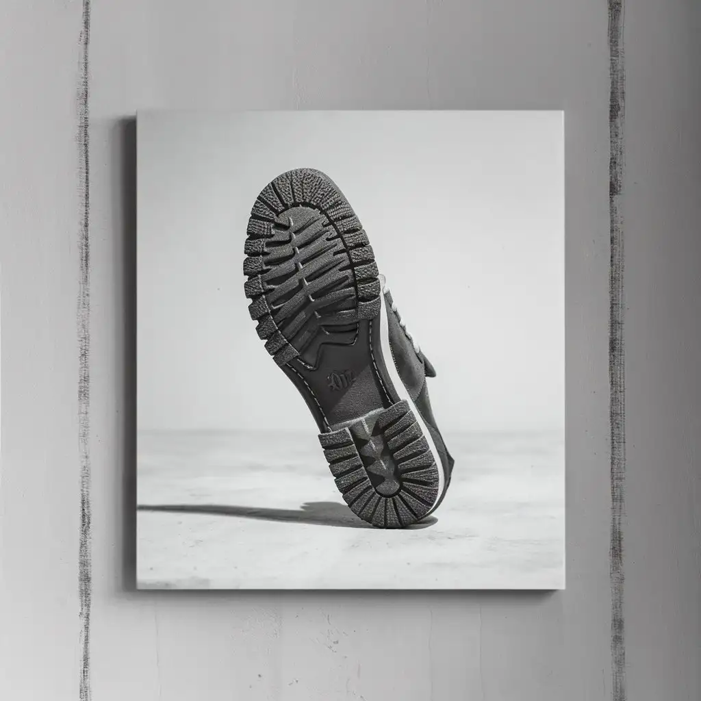 A shoe print on a minimal background