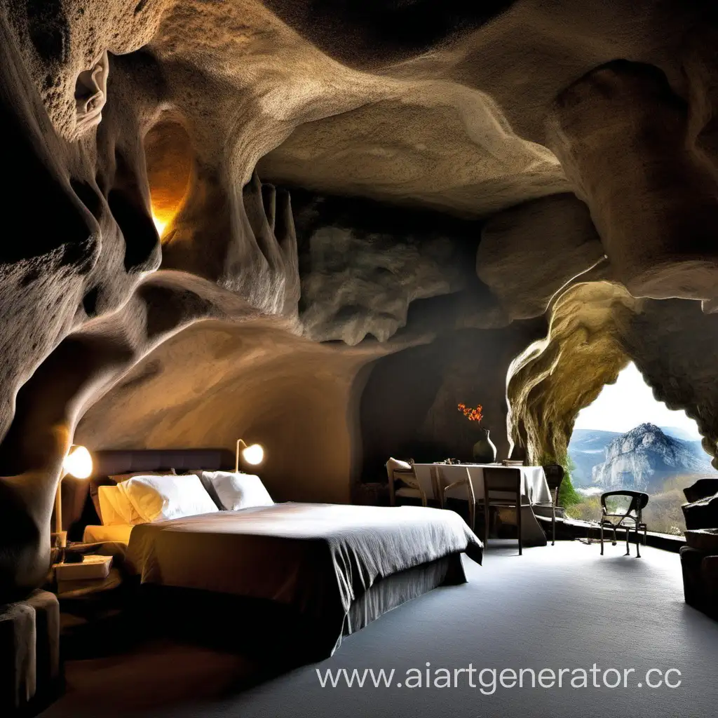Необычная спальня в пещере