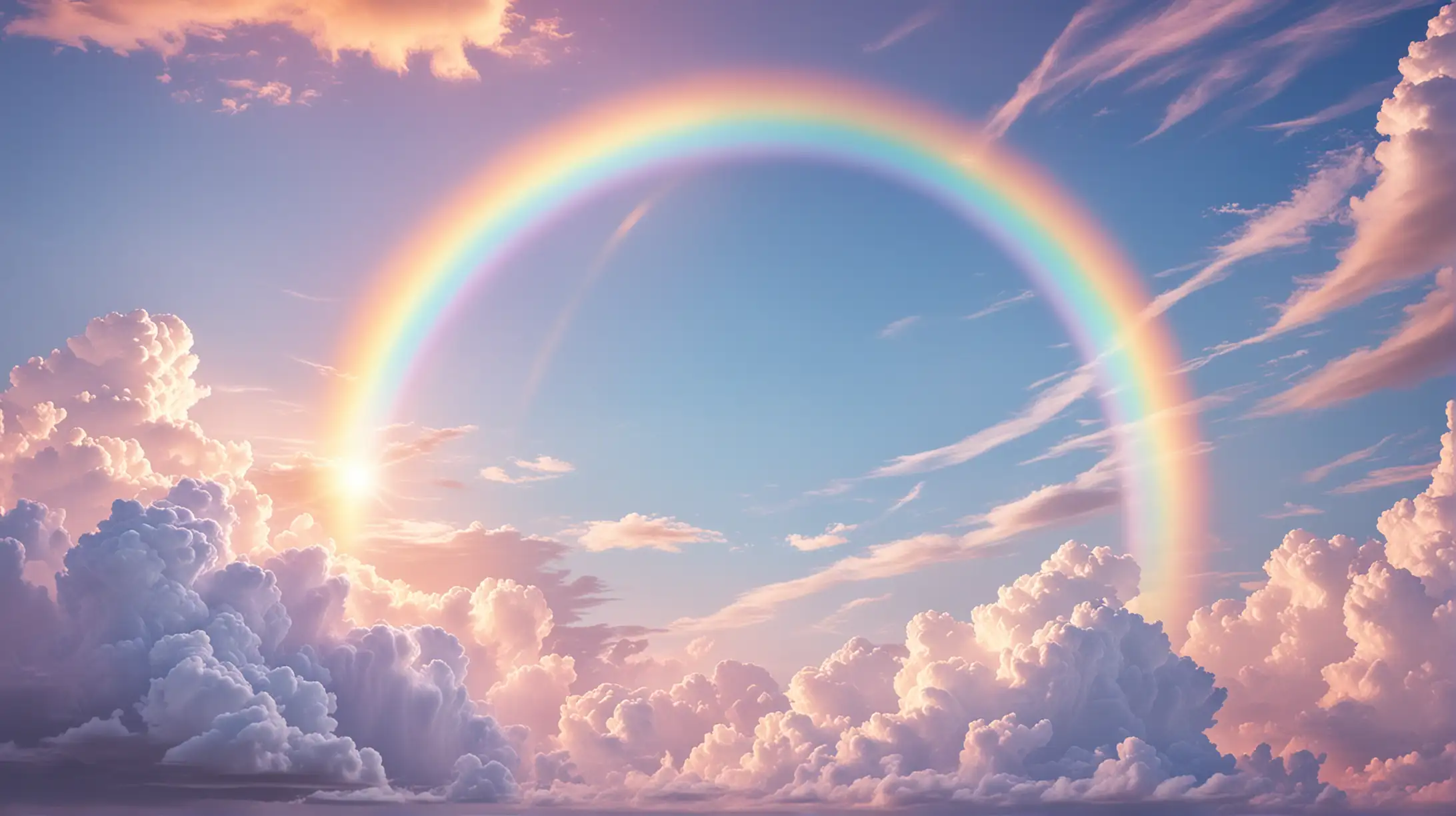 Dreamy Pastel Rainbow Heaven Sun Centered with Rainbow Circle