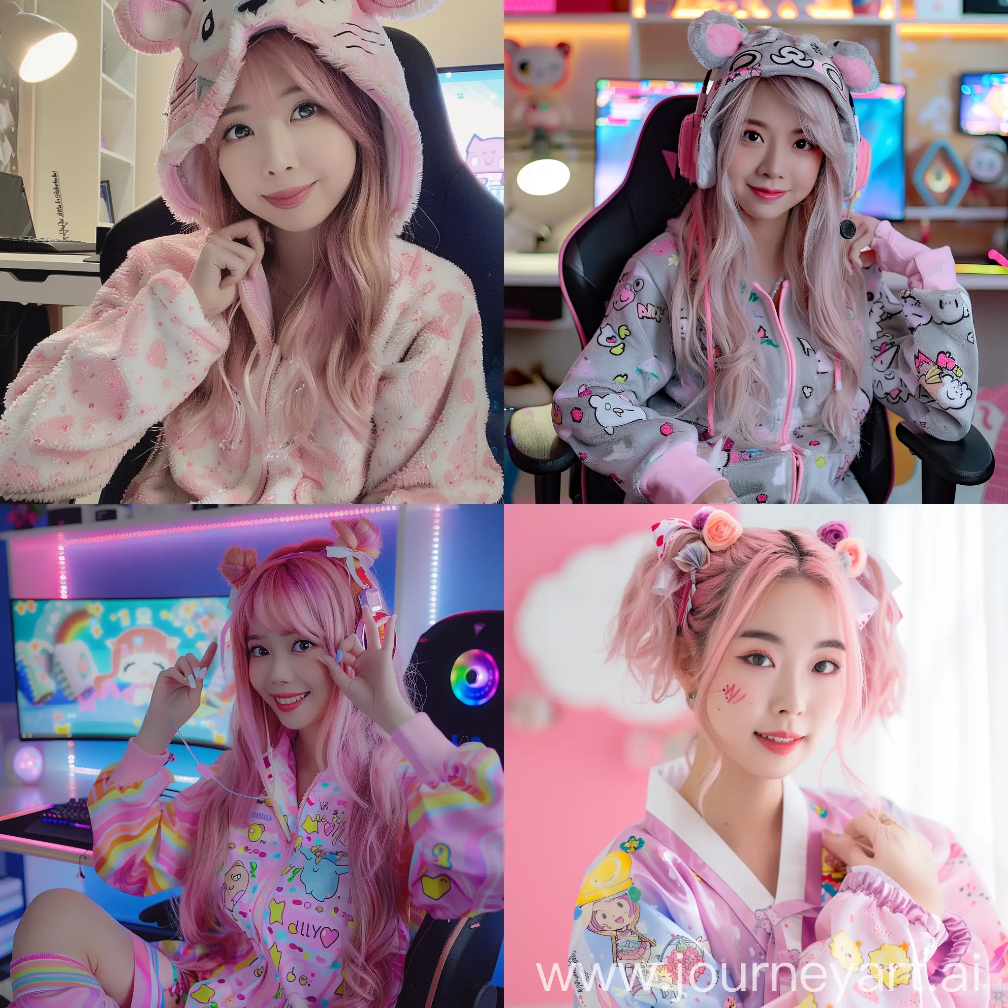Picture of Korean streamer LilyPichu wearing a kawaii outfit, 4k, photo