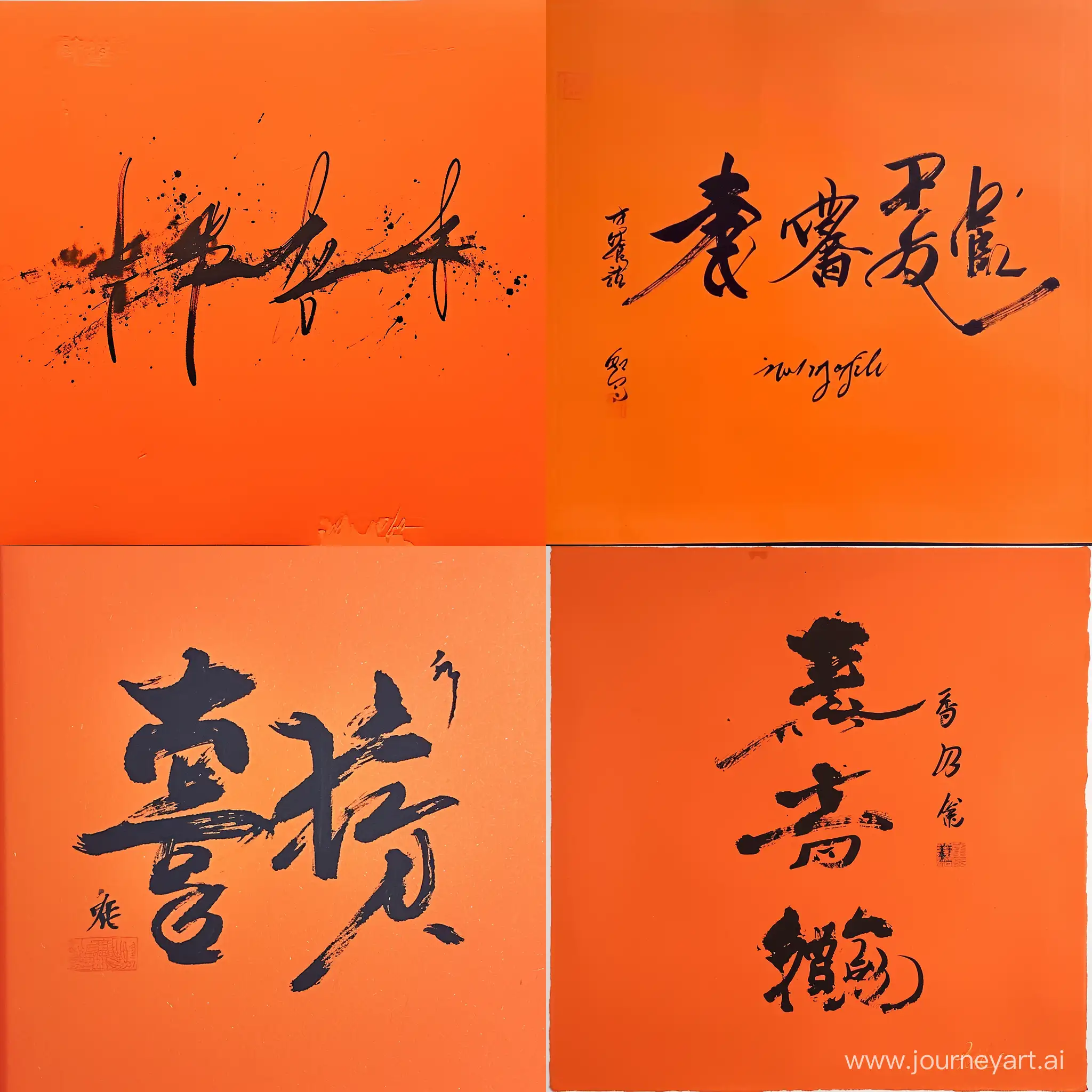 Elegant-Herms-Orange-Calligraphy-with-Blooming-Flowers
