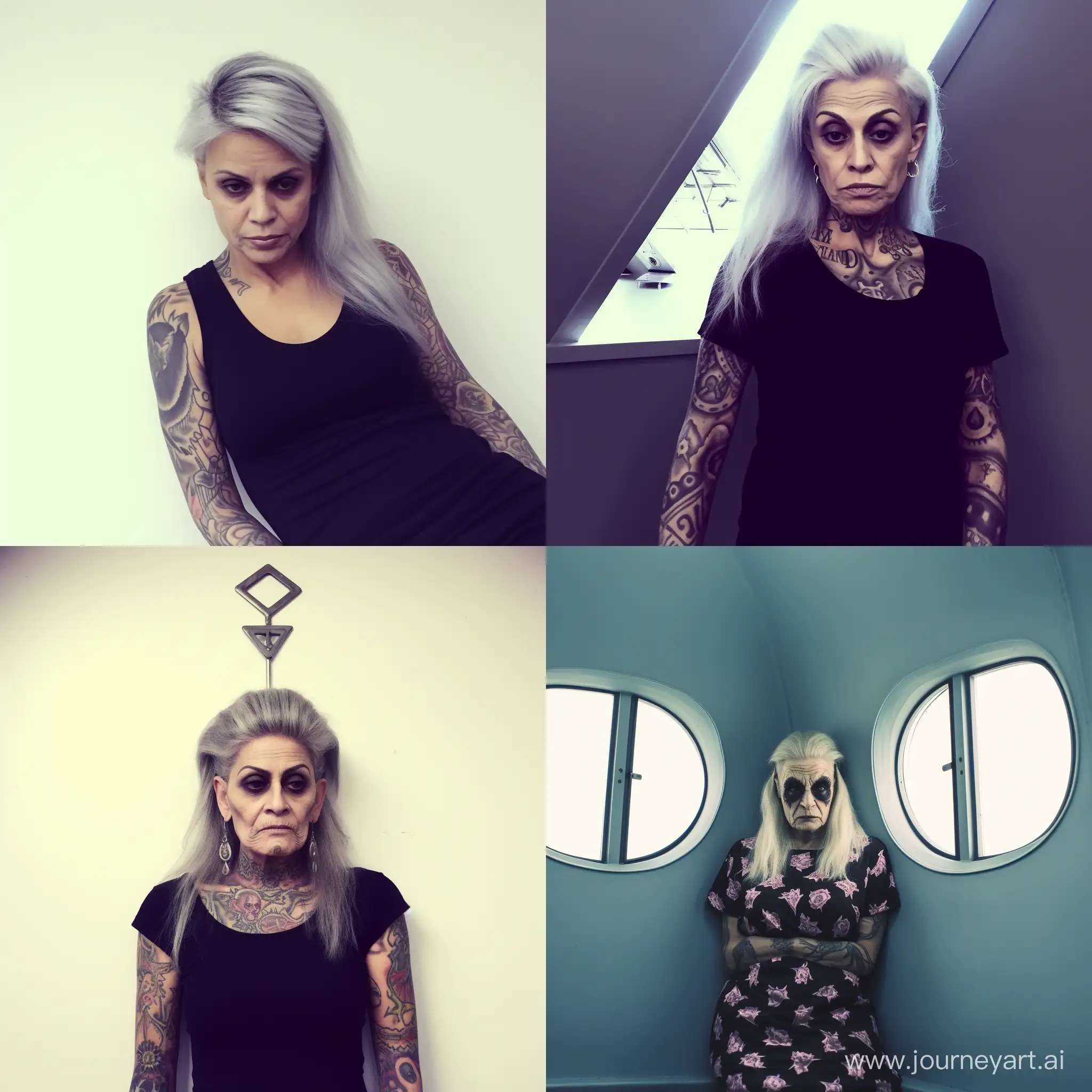 Edgy-SilverHaired-Womans-Selfie-with-Tattoos-and-Piercings