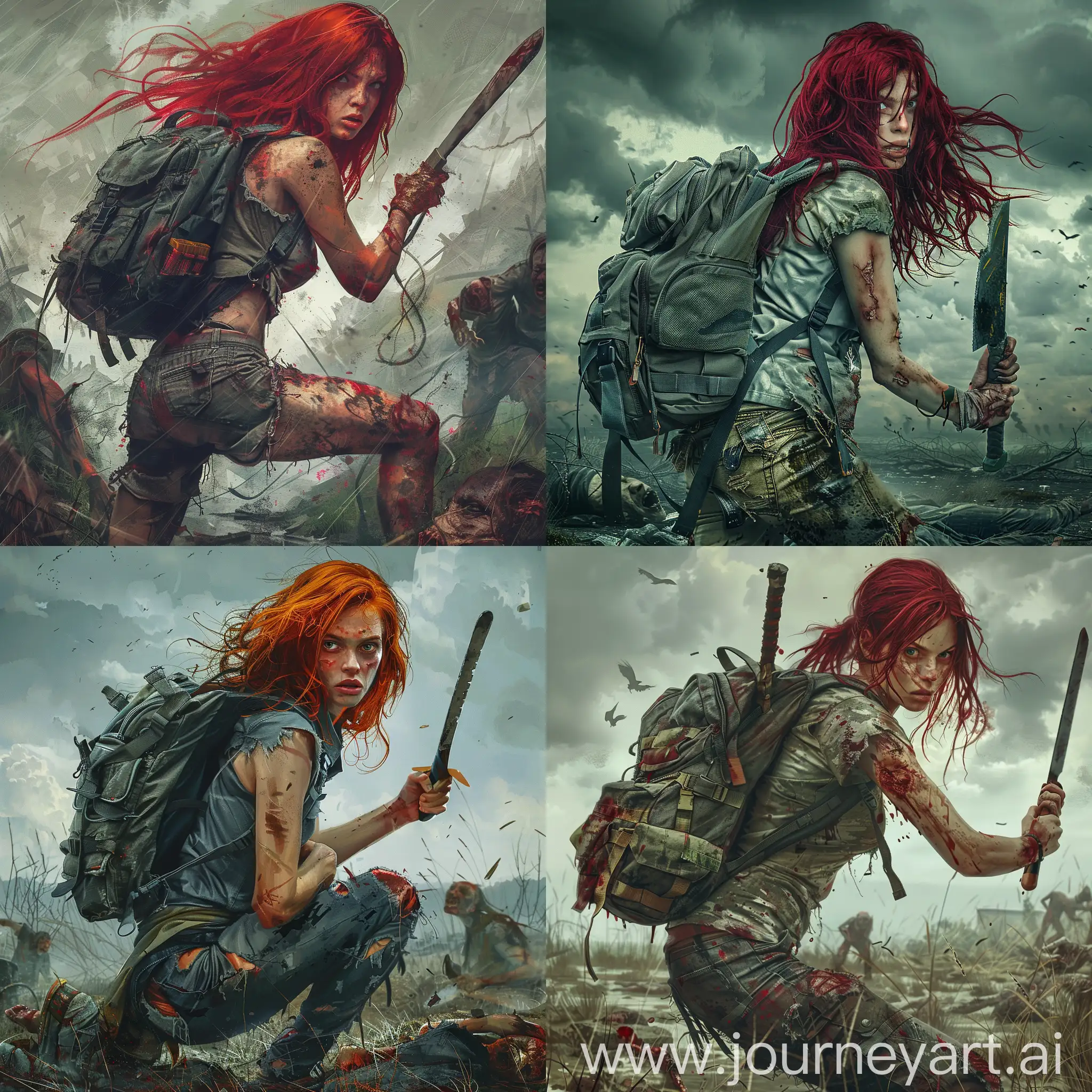 Survivalist-Woman-with-Machete-in-PostApocalyptic-Zombie-World