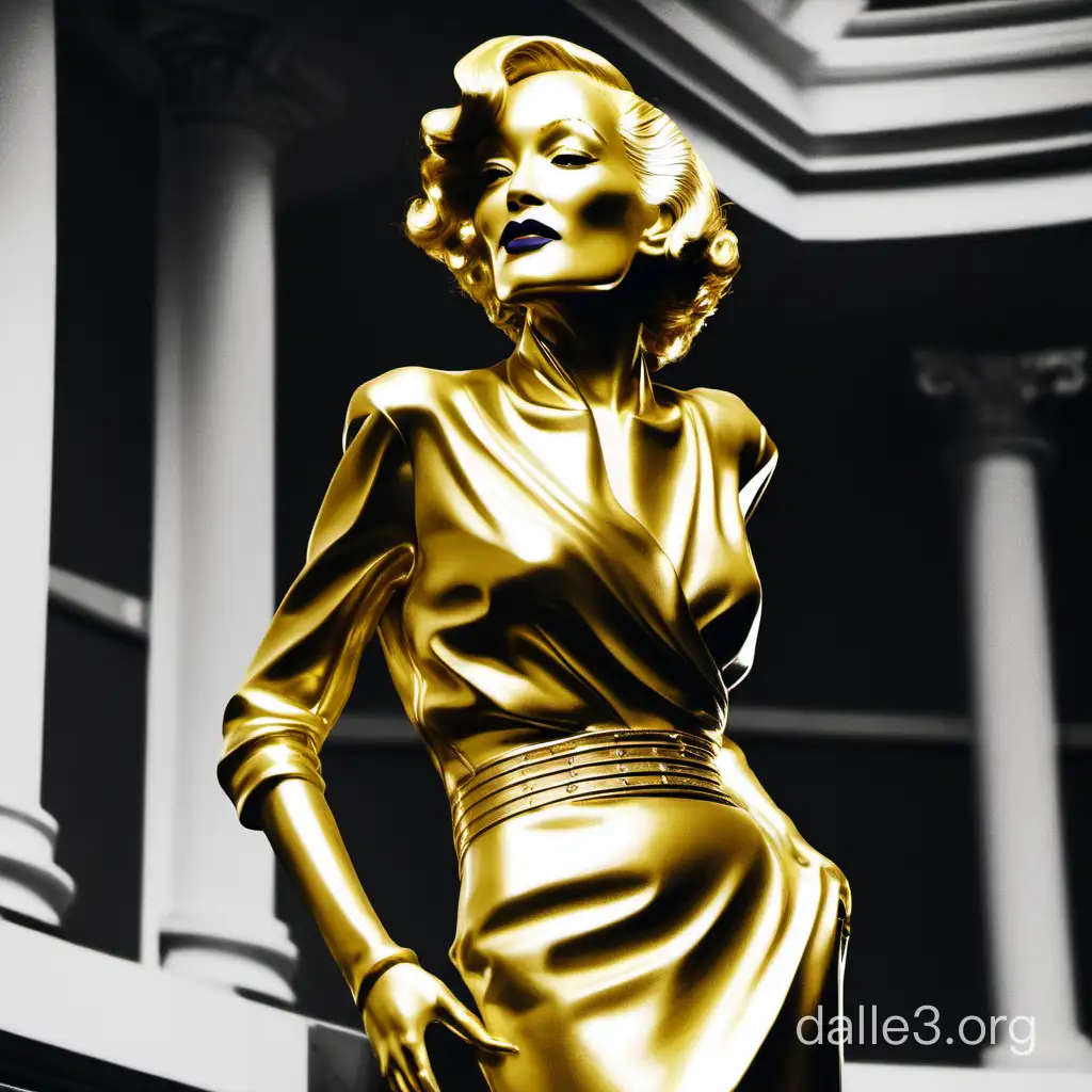 Golden Statue of Marlene Dietrich Glamorous Tribute to a Hollywood Icon ...