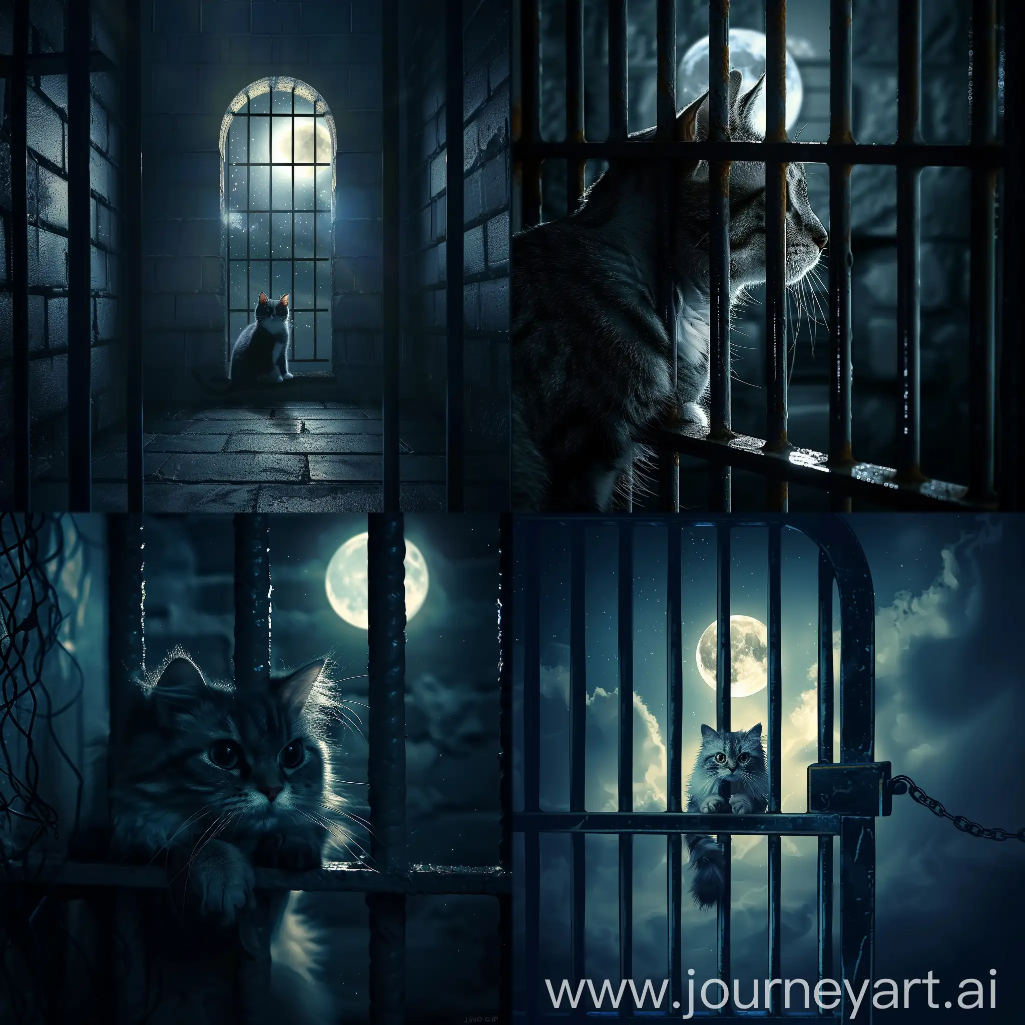 Moonlit-Night-in-a-Cozy-Cell-with-a-Playful-Cat