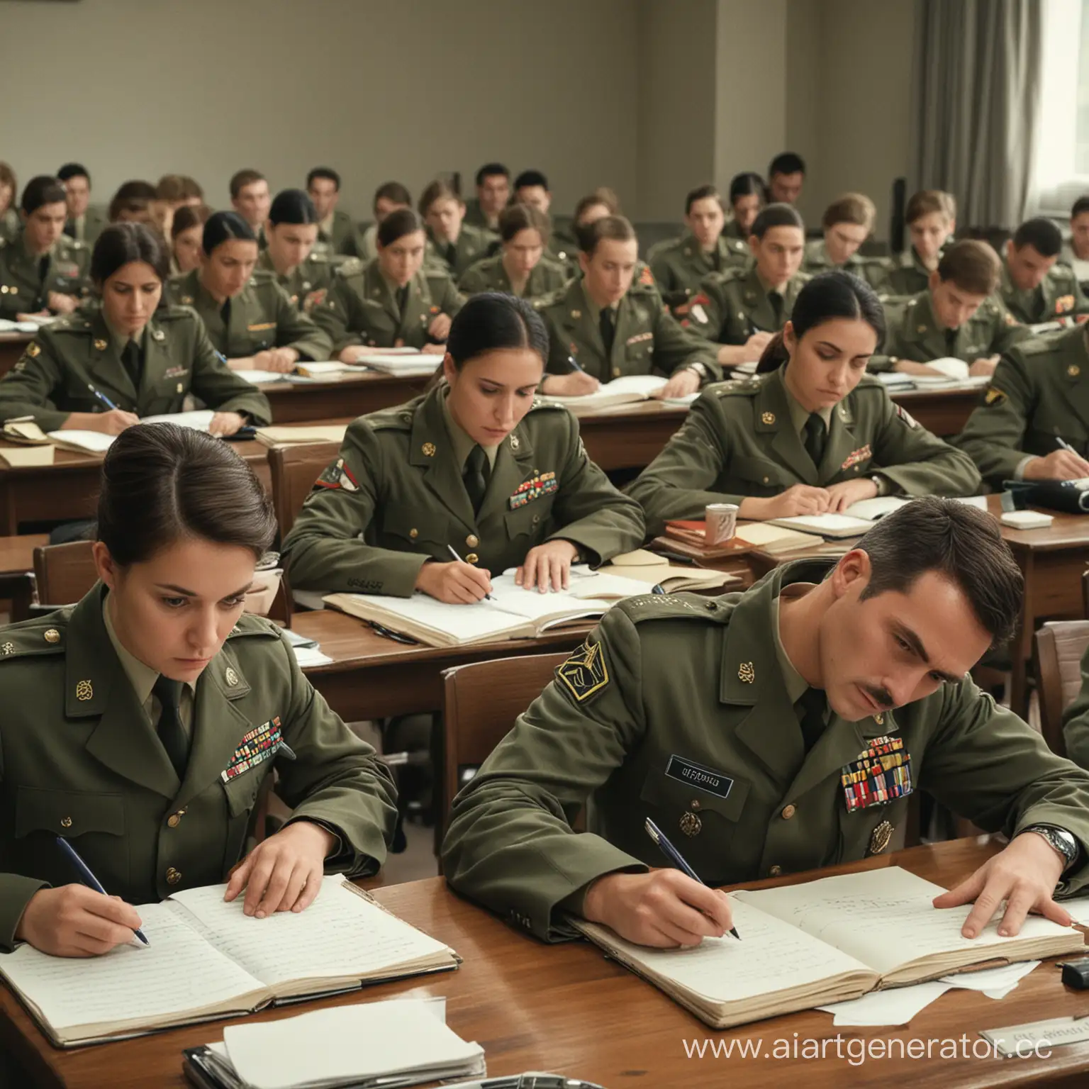 Serious-Military-Personnel-Writing-at-Desks