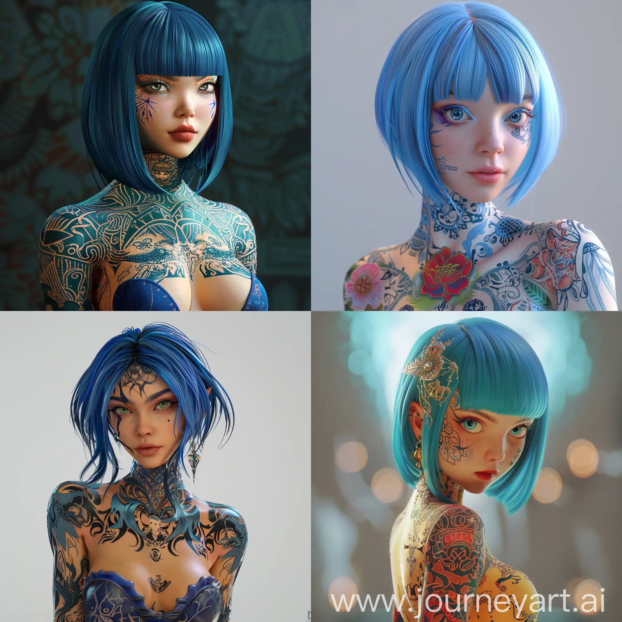 Realistic-Anime-Woman-with-Intricate-Blue-Hair-and-Tattoos