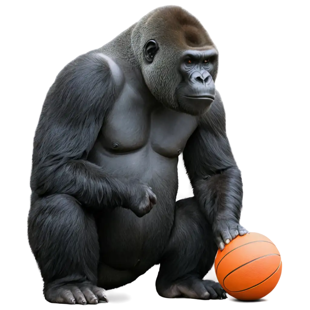 Funny-Gorilla-Praying-with-Ball-Hilarious-PNG-Image-for-Memes-and-Social-Media