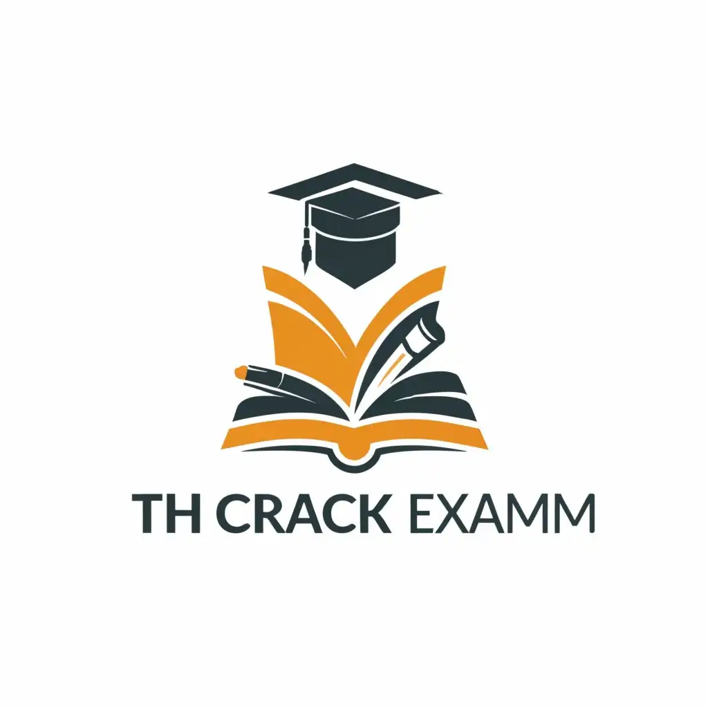 a logo design,with the text "The Crack Exam", main symbol:Book, Pen, exam, student,Moderate,be used in Education industry,clear background