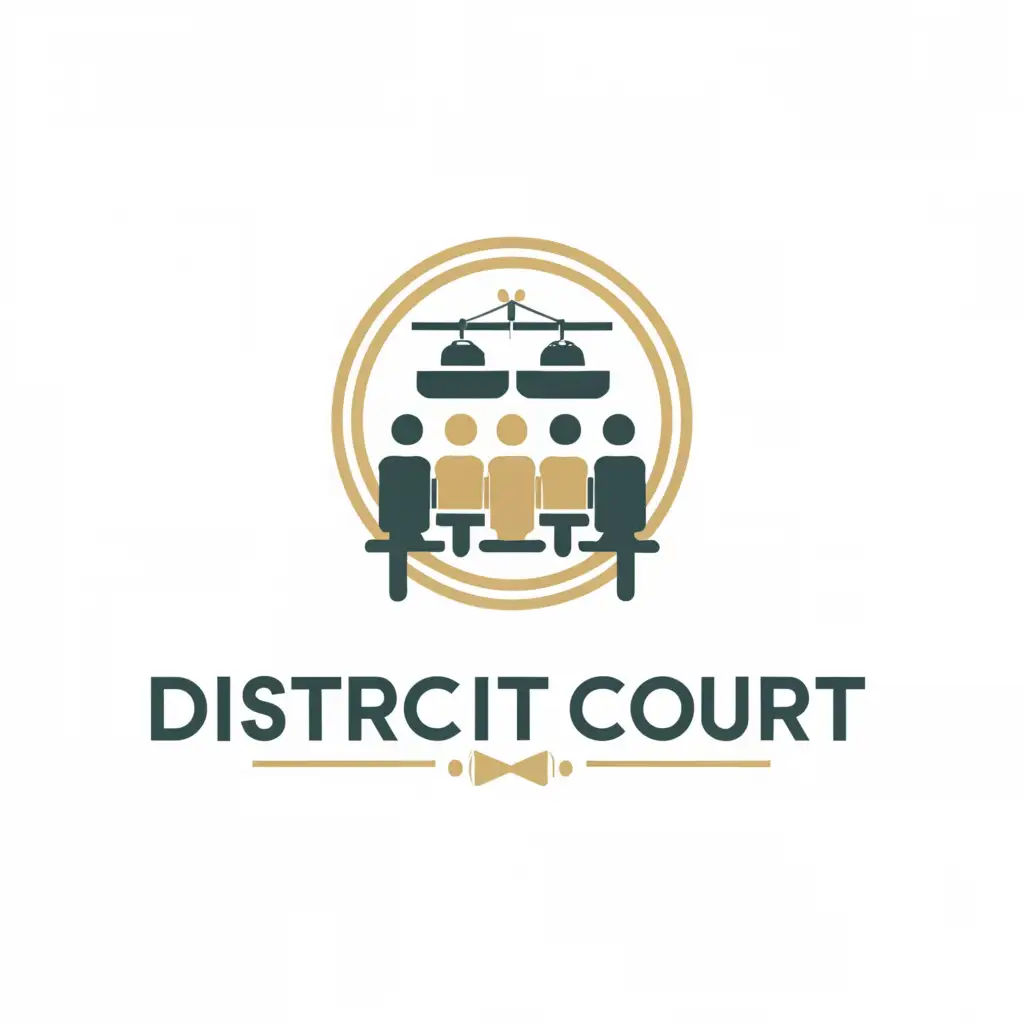 a logo design,with the text "District Court", main symbol:Jury trial,Moderate,clear background