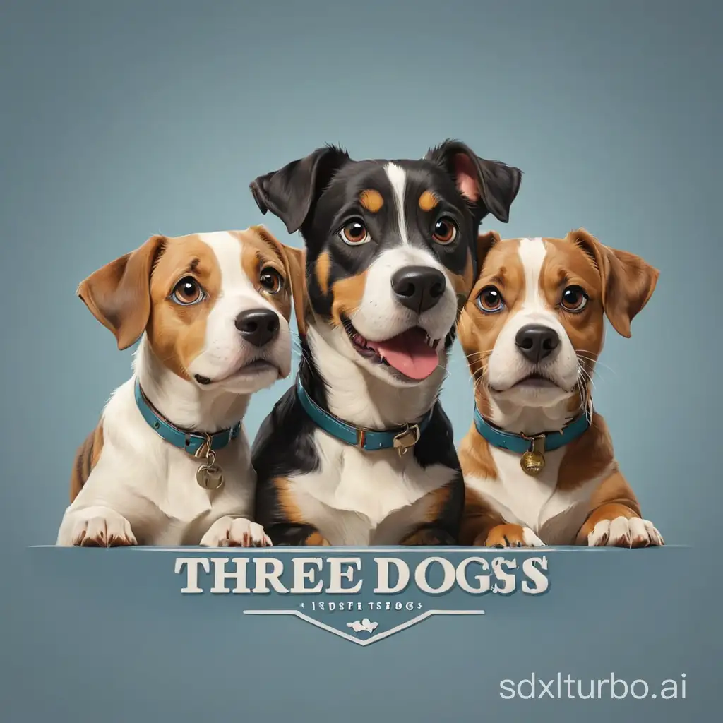 Three-Dogs-Logo-Design-Playful-Canines-in-Vibrant-Colors