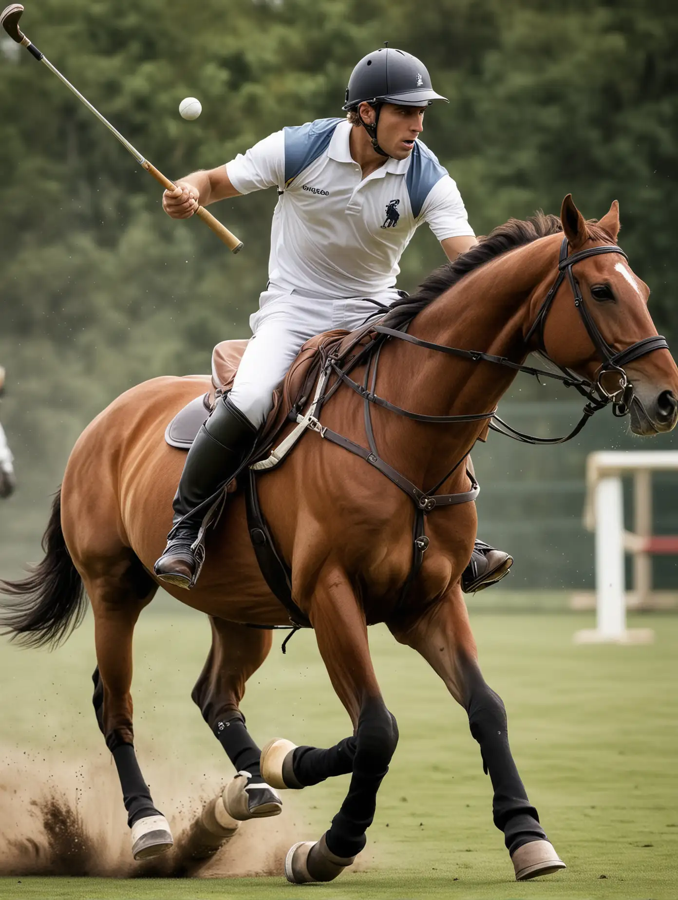 create an image of polo player going for the ball on the horse