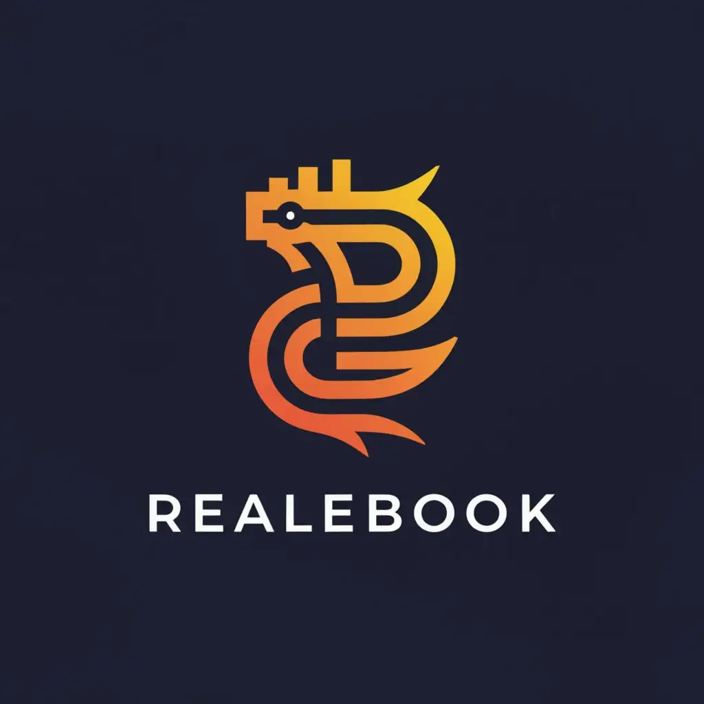 a logo design,with the text "realebook", main symbol:like dragon,Moderate,be used in Education industry,clear background