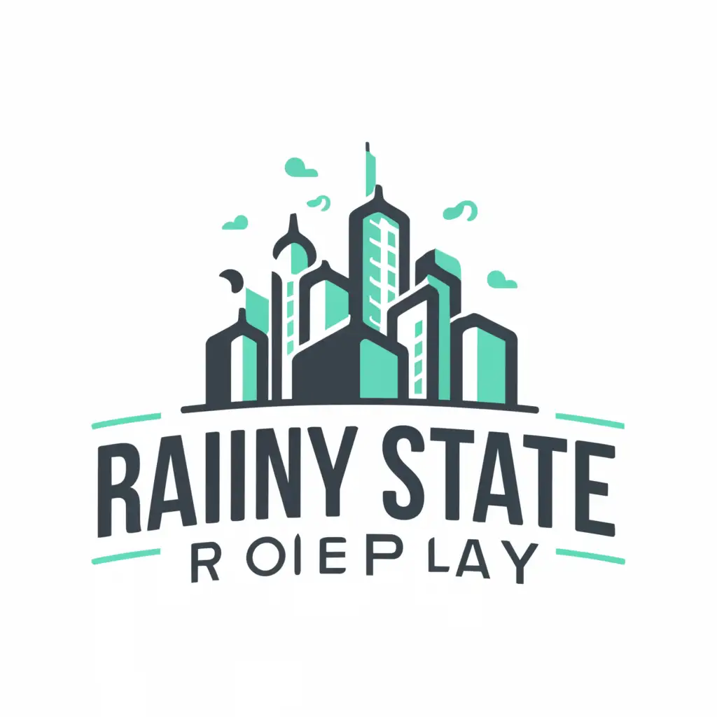 a logo design,with the text "Rainy State Roleplay", main symbol:City,Moderate,clear background