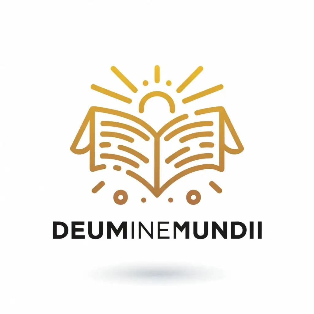a logo design,with the text "deluminemundi", main symbol:It should clealy be a bible with a light shining on it,Minimalistic,be used in Religious industry,clear background