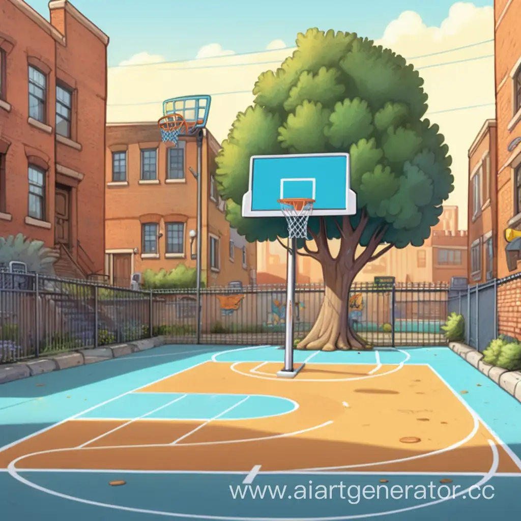 Street basketball court, picture cartoon Hey Arnold