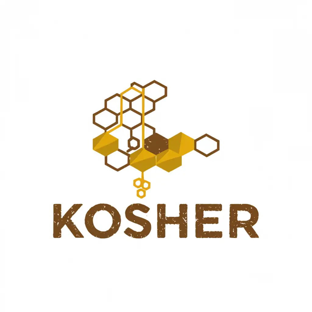 a logo design,with the text "KOSHER", main symbol:Honeycomb,complex,clear background