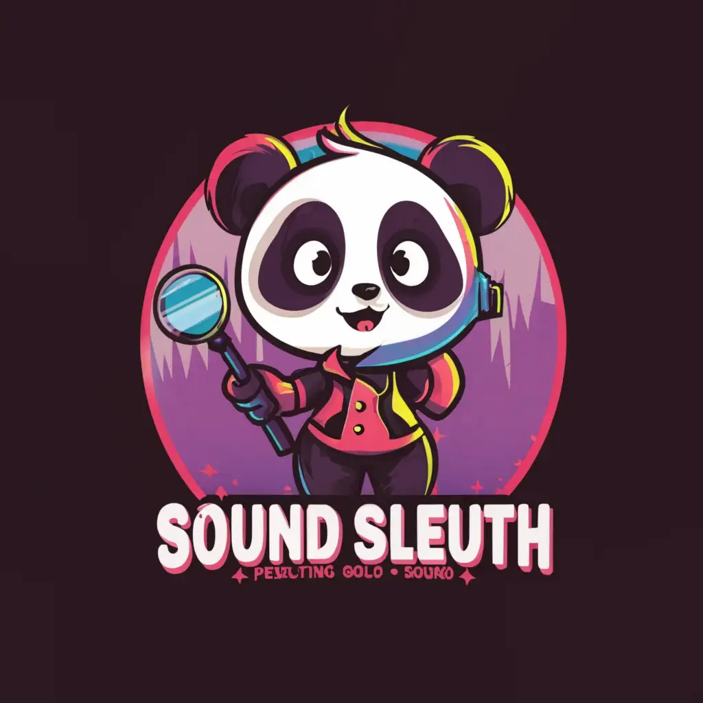 a logo design,with the text "Sound Sleuth", main symbol:Funimation style girl styled Super cute  Panda with an magnifying glass, Investigating sound.,Moderate,be used in Entertainment industry,clear background