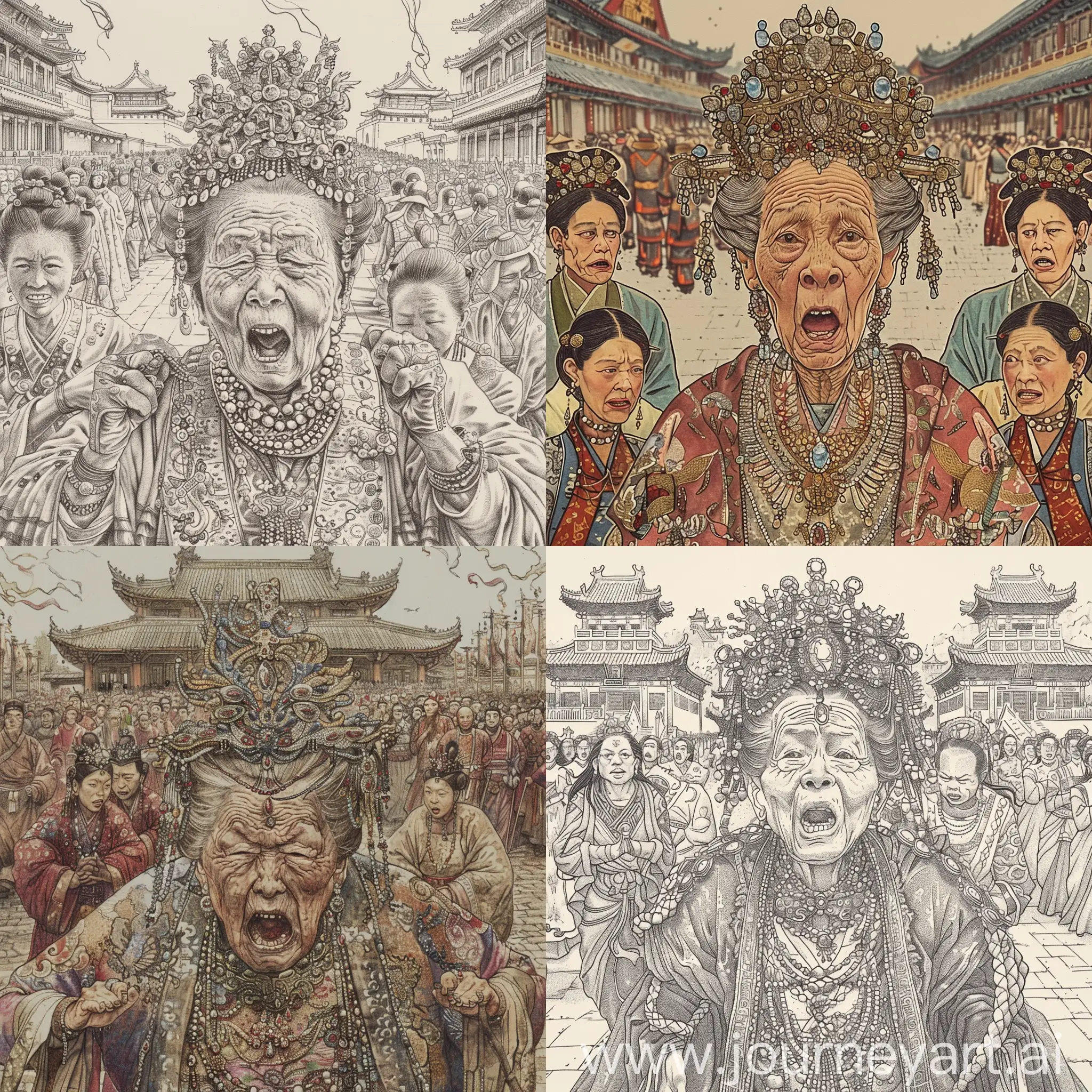 Grand-Outing-of-a-Youthful-Centenarian-Chinese-Empress-Surrounded-by-Opulence