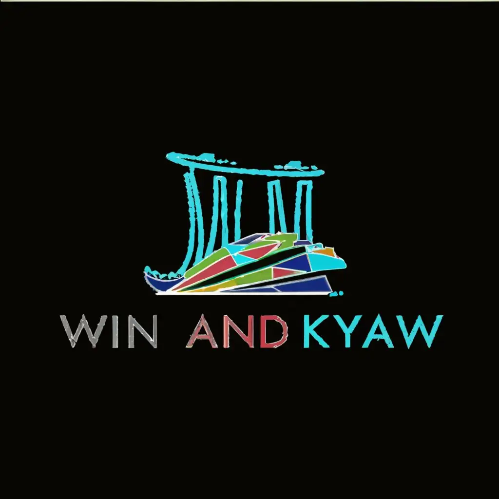 a logo design,with the text "Win And Kyaw", main symbol:symbol of Singapore Marina Bay Sands Building with Shining Colors,complex,be used in Construction industry,clear background