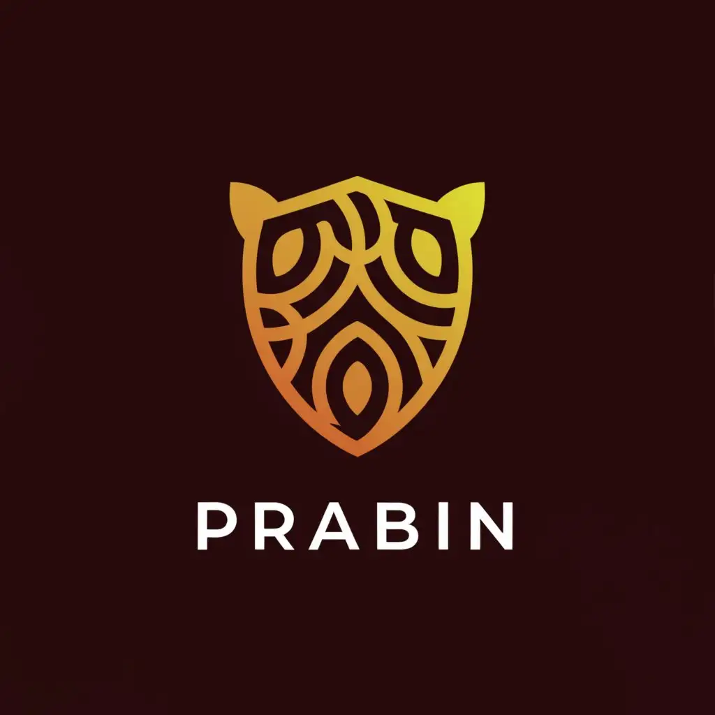 a logo design,with the text "Prabin", main symbol:Design an emblem logo for 'Prabin', featuring a shield design with intricate detailing symbolizing protection and strength. Incorporate a color palette of rich burgundy and gold against a white background for a regal touch.,Minimalistic,clear background