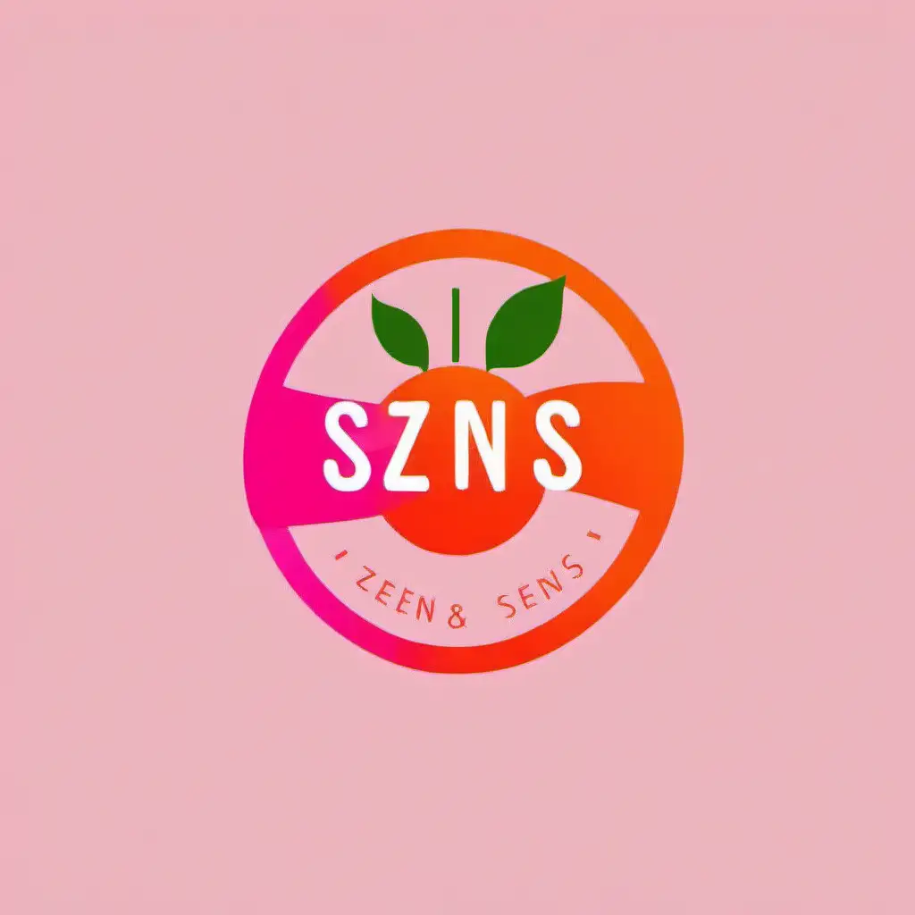 Vibrant Orange and Pink Logo Design with Green Accents