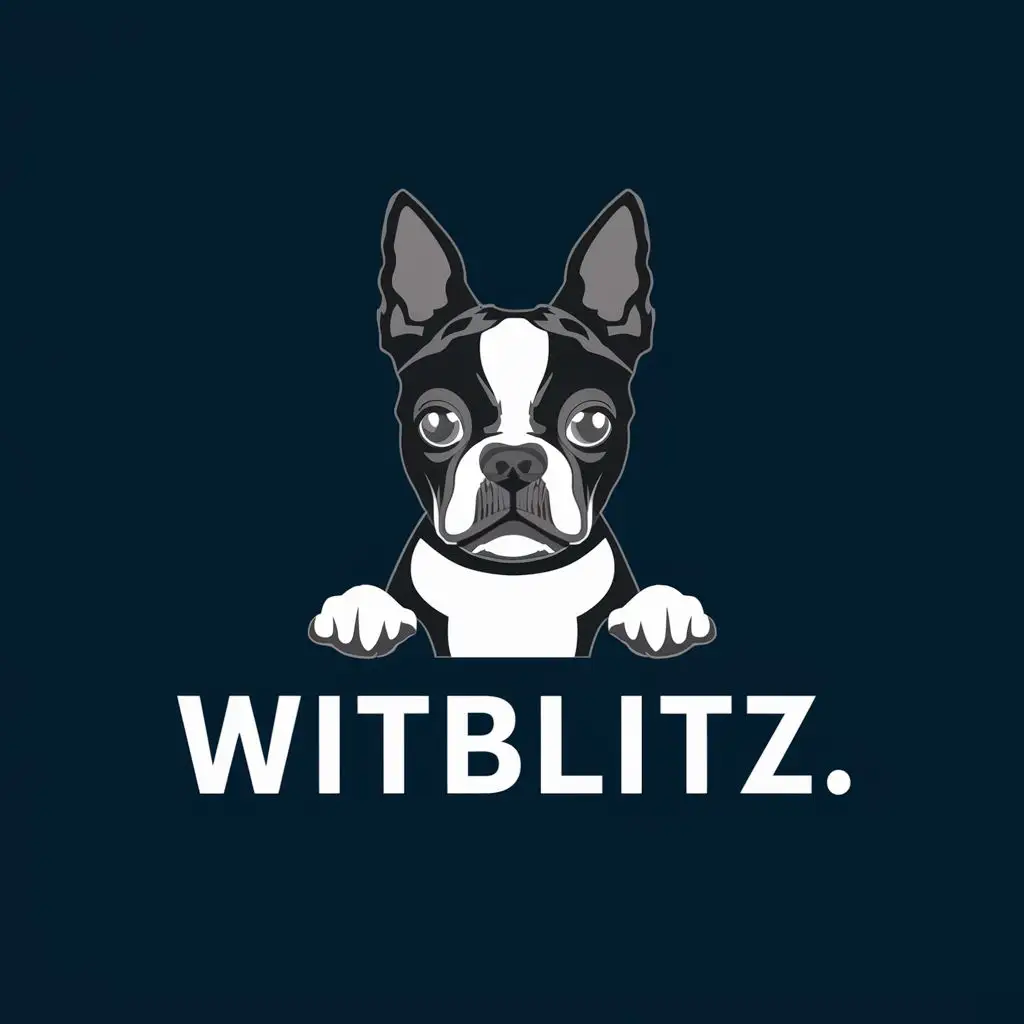 logo, boston terrier, with the text "witblitz", typography, be used in Automotive industry