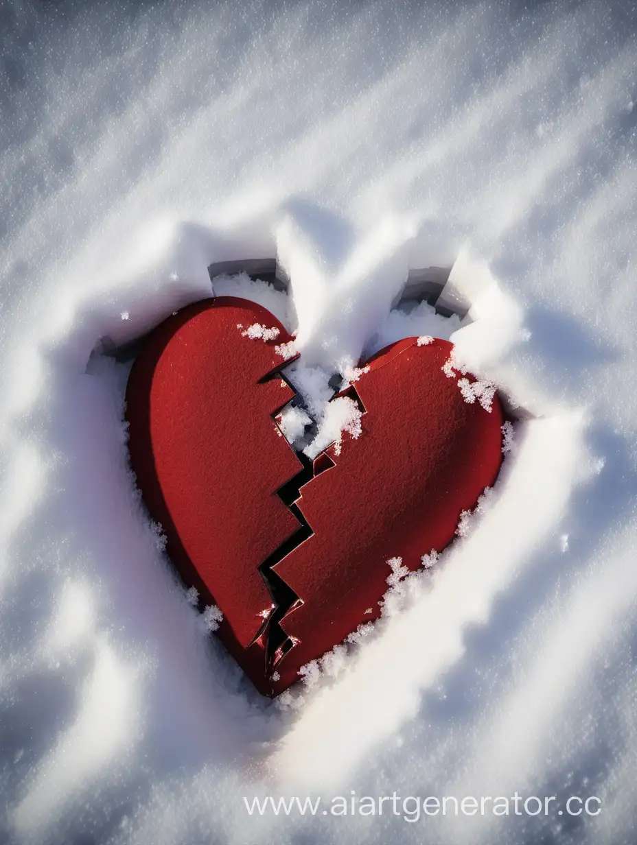 Разбитое сердце засыпаное снегом