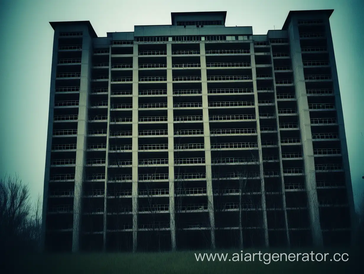 A scary picture of a hospital with 5 floors