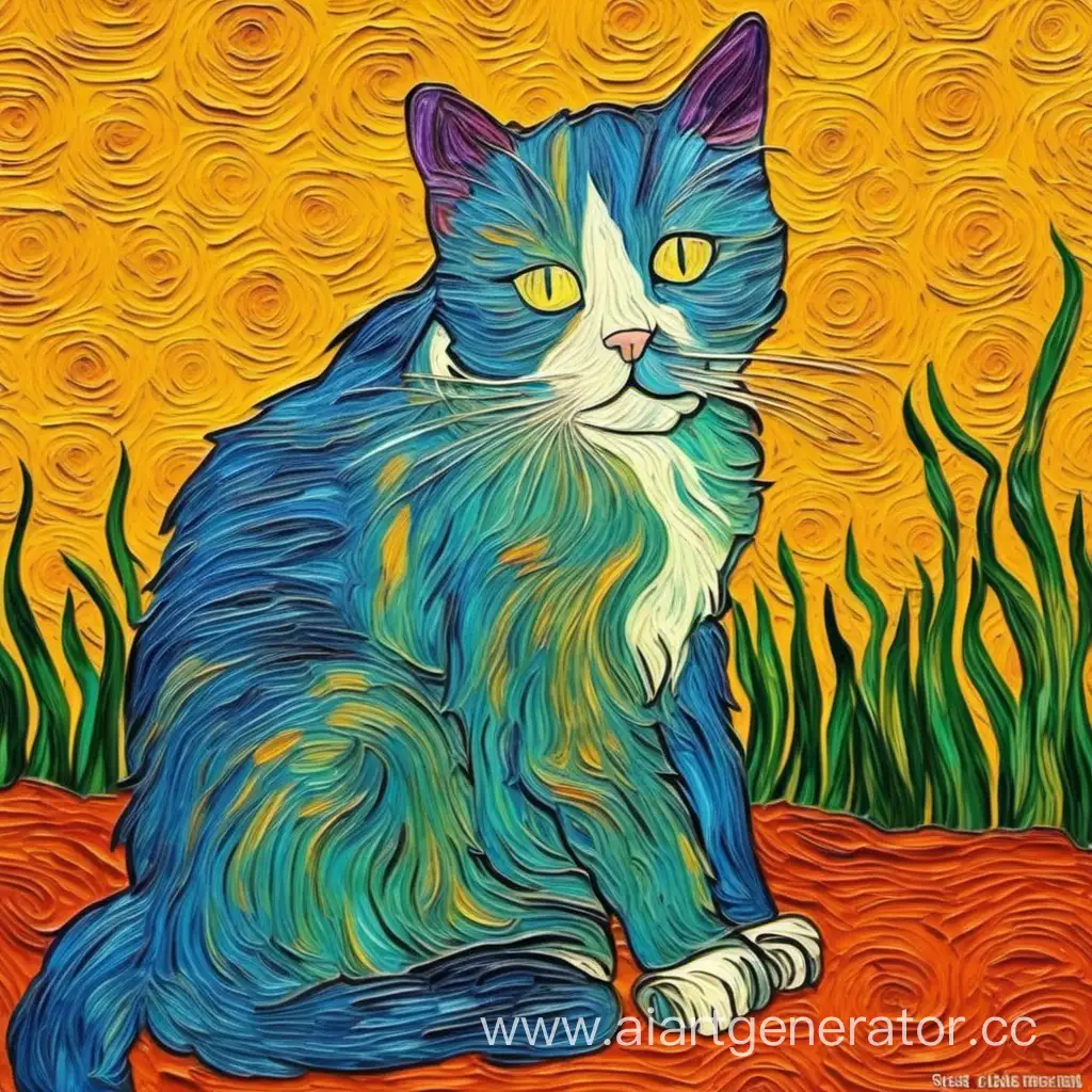 Colorful-Cat-Painting-Inspired-by-Van-Goghs-Style