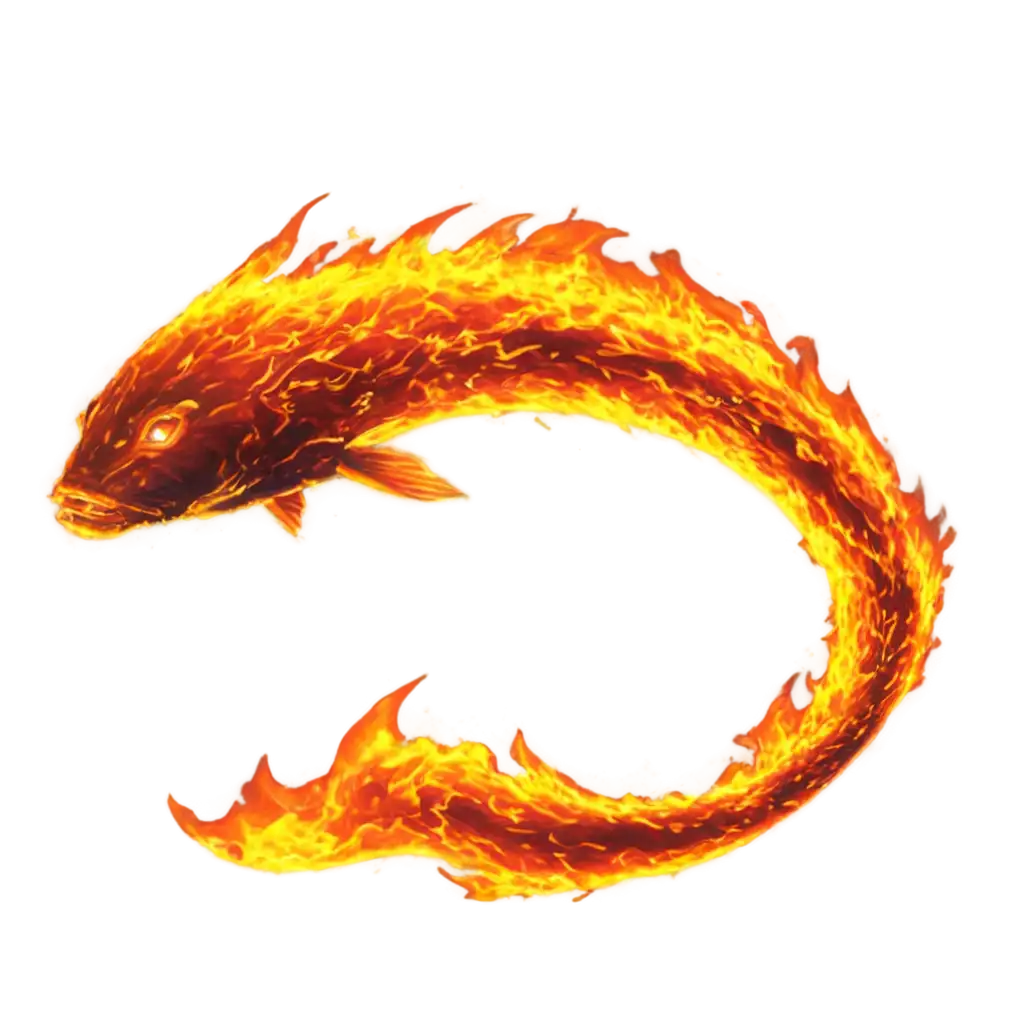 fantasy fire elemental like a big fish