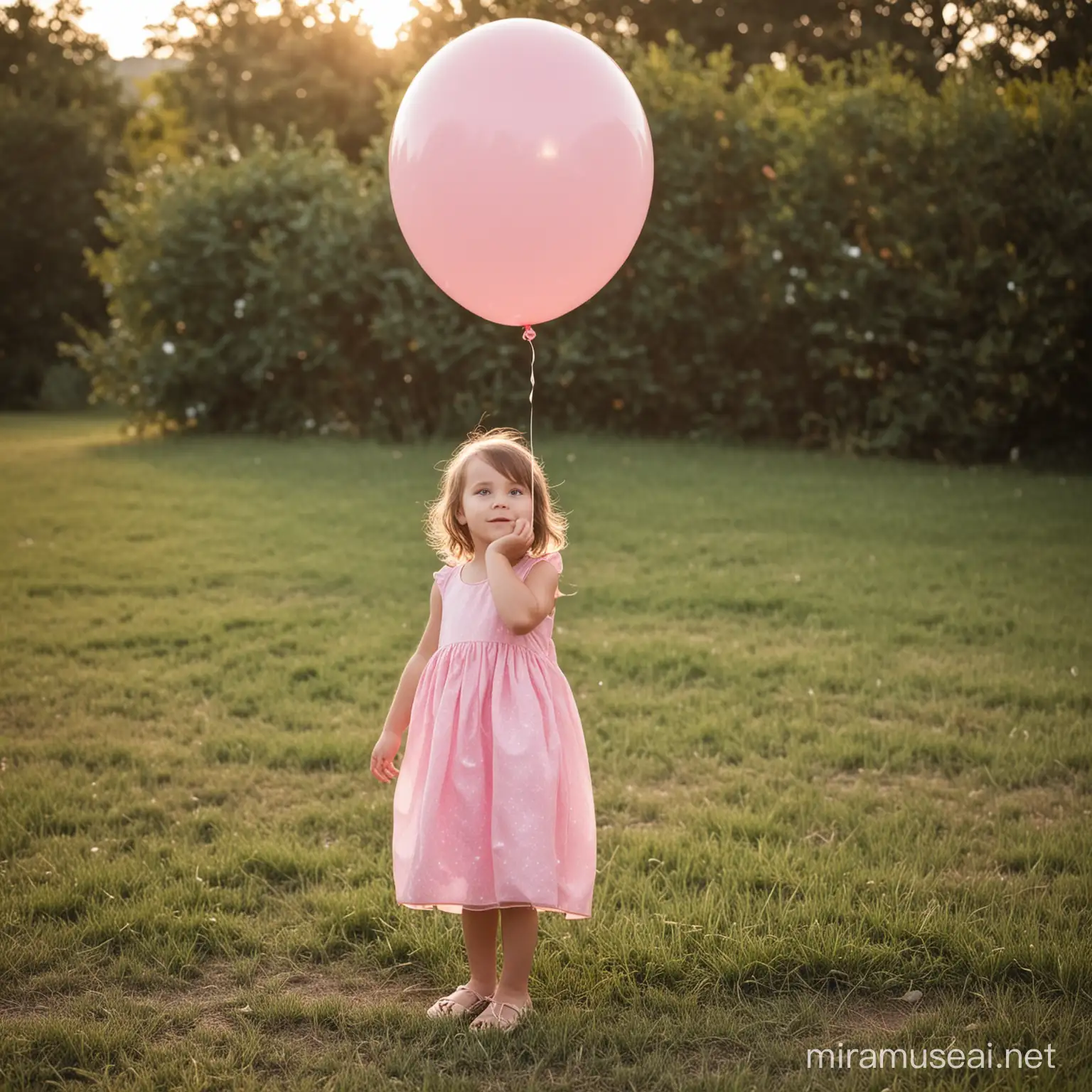 Cheerful 5YearOld Girl with Helium Balloon in Canon 750D 50mm Dress