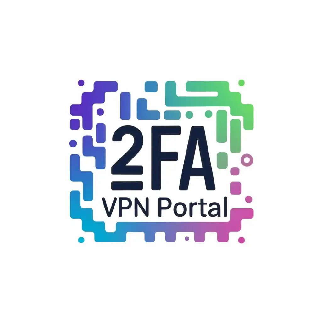 logo, internet, qr code, with the text "2FA VPN Portal", typography, be used in Internet industry