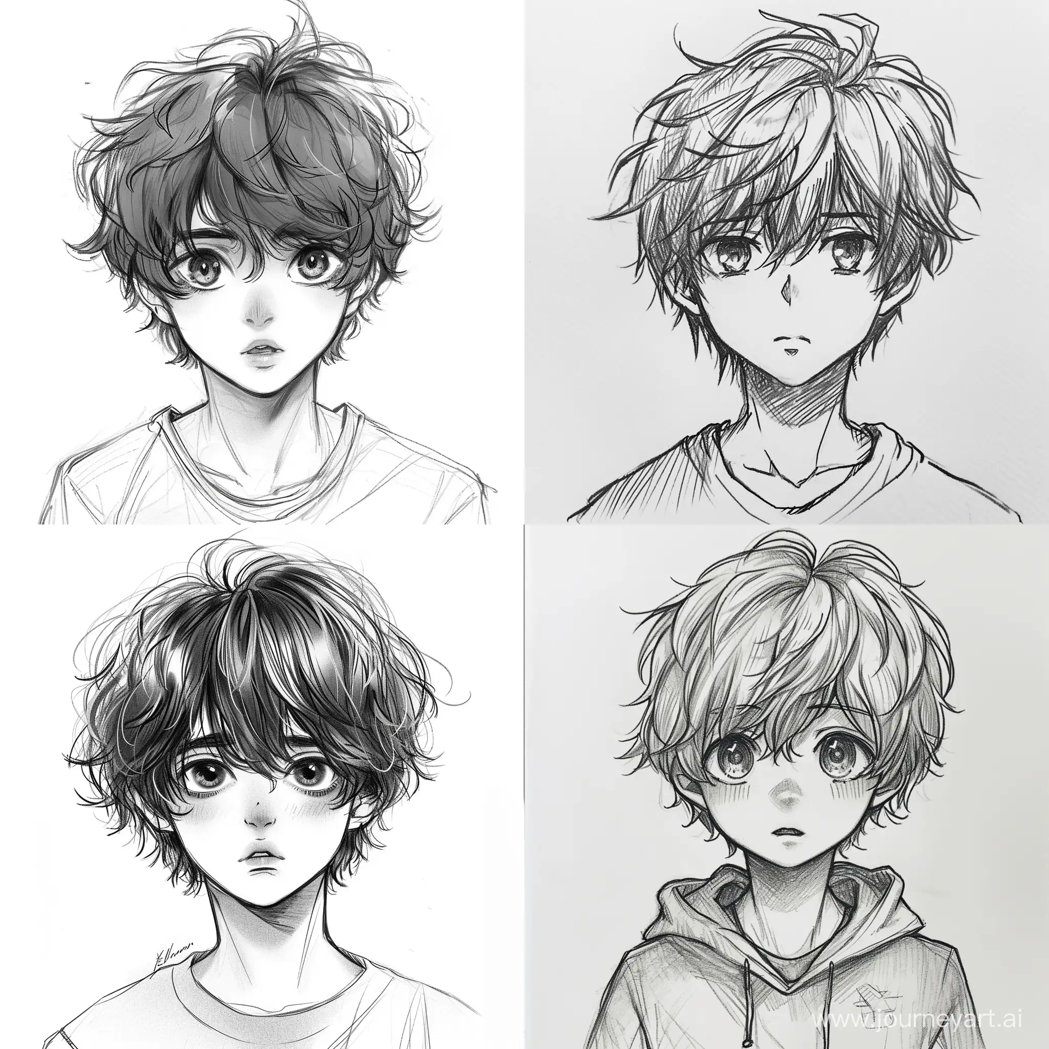 Anime Drawing boy two block hair