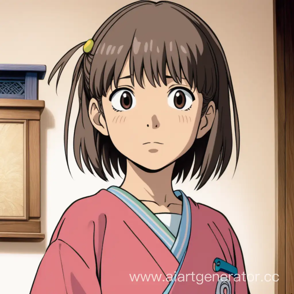 повзрослевшая милая девочка из аниме "унесенные призраками " , взрослая Тихиро 