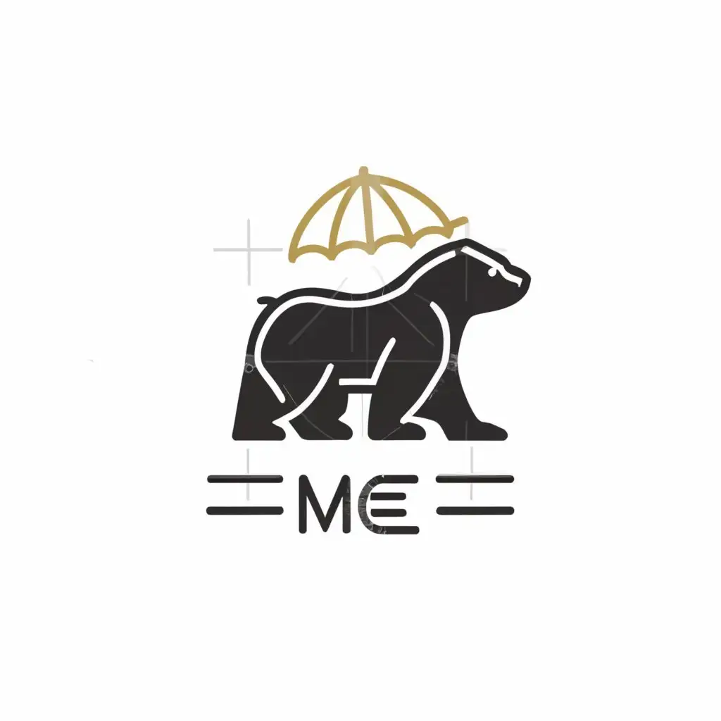 a logo design,with the text "me", main symbol:a walking bear,Minimalistic,clear background