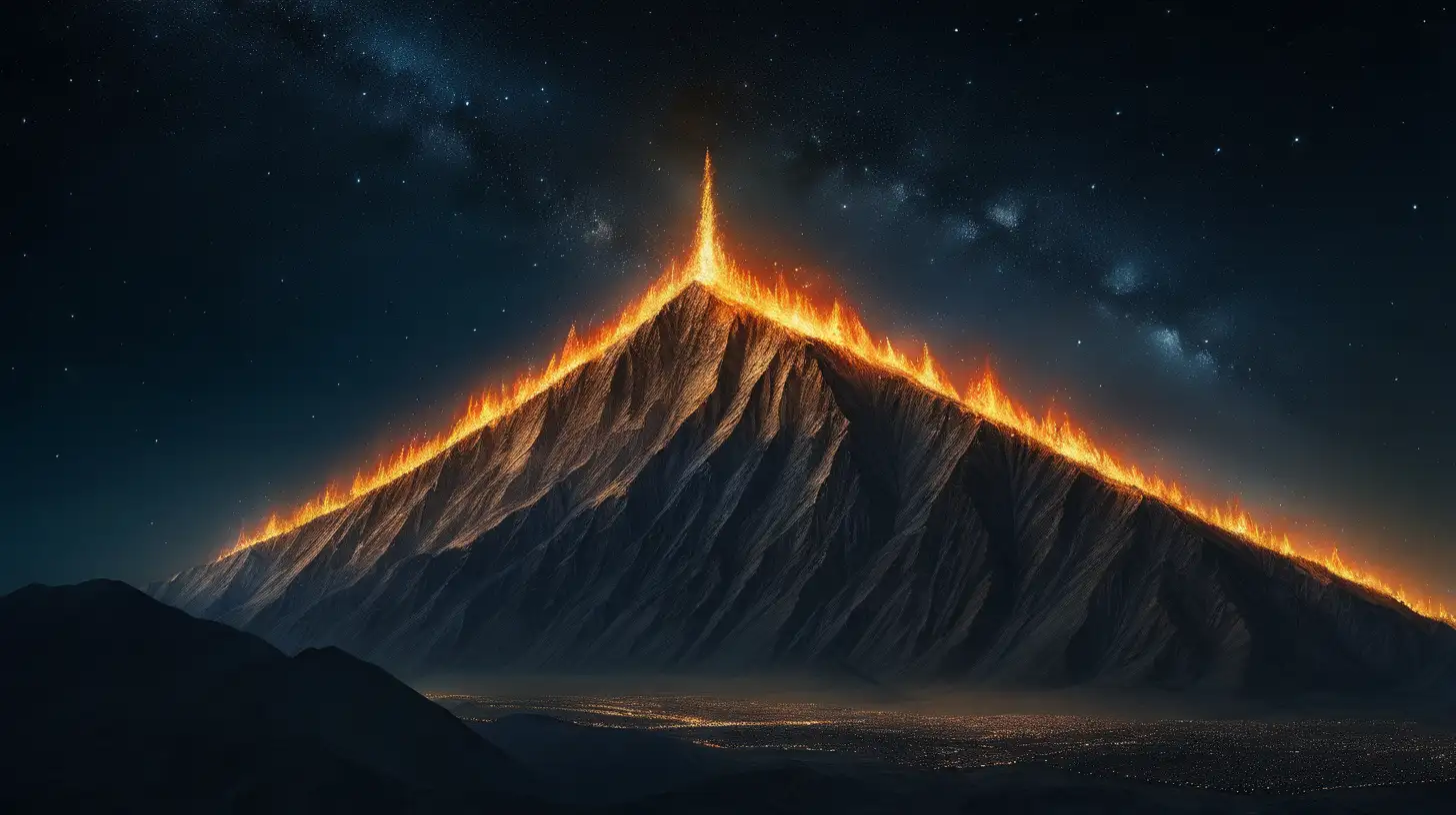 Majestic Desert Night Hebrews Gather beneath Mountain Fire