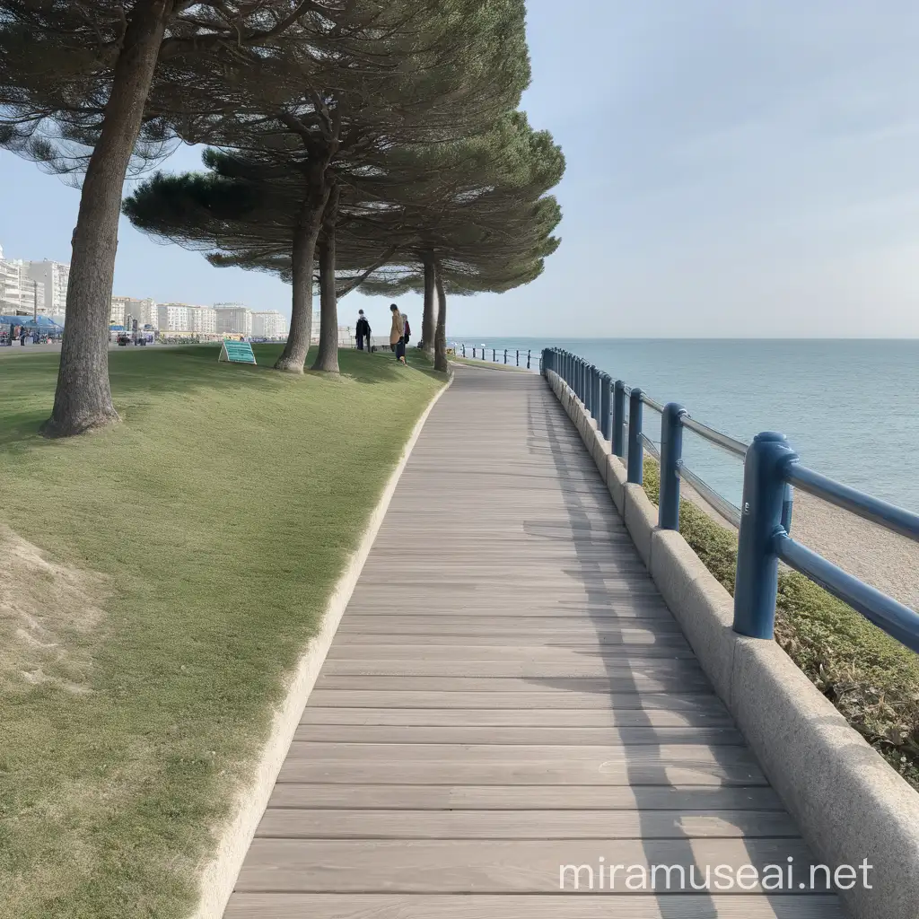 Seaside Coastline Walking Area with Tranquil Ocean View